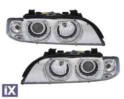 Φανάρια εμπρός angel eyes για BMW E39 (1995-2000) - chrome , χωρίς λάμπες (Η7) - σετ 2τμχ.