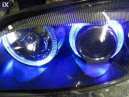 Φανάρια εμπρός angel eyes για BMW E46 sedan (1998-2001) - chrome , χωρίς λάμπες (Η7) - σετ 2τμχ.