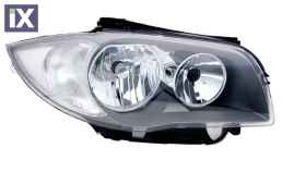 Φανάρια εμπρός για BMW E87 (2004-2011) - chrome ,μαύρα , με λάμπες (Η1) - σετ 2τμχ.