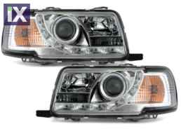 Φανάρια εμπρός led για Audi 80 (1991-1994) - chrome , με λάμπες (Η1) - σετ 2τμχ.