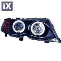 Φανάρια εμπρός angel eyes για BMW E46 sedan (2001-2003) - μαύρα με CCFL , με λάμπες (Η1) - σετ 2τμχ.