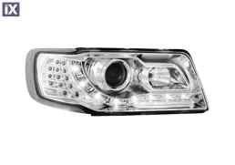 Φανάρια εμπρός led Dayline για Audi 100 C4 (1990-1994) - chrome , με λάμπες (Η1) - σετ 2τμχ.