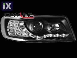 Φανάρια εμπρός led για Audi 100 C4 (1990-1994) - μαύρα , με λάμπες (Η1) - σετ 2τμχ.