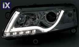 Φανάρια εμπρός led lightbar για Audi A6 4F (2004-2008) - chrome , με λάμπες (Η1) - σετ 2τμχ.