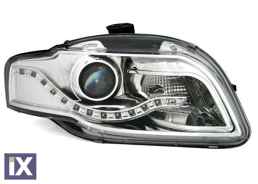 Φανάρια εμπρός led για Audi A4 B7 (2004-2008) - chrome , με λάμπες (Η1) - σετ 2τμχ.