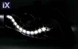 Φανάρια εμπρός led για Audi A4 B7 (2004-2008) - chrome , με λάμπες (Η1) - σετ 2τμχ.