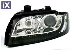 Φανάρια εμπρός led Dayline για Audi A4 (2001-2004) - μαύρα , χωρίς λάμπες (Η7) - σετ 2τμχ.