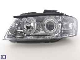 Φανάρια εμπρός angel eyes για Audi A3 (2003-2008) - chrome , χωρίς λάμπες (Η7) - σετ 2τμχ.