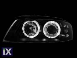 Φανάρια εμπρός angel eyes για Audi A3 (2003-2008) - μαύρα , χωρίς λάμπες (Η7) - σετ 2τμχ.