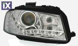 Φανάρια εμπρός led για Audi A3 (2003-2008) - chrome , χωρίς λάμπες (Η7) - σετ 2τμχ.