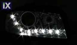 Φανάρια εμπρός led για Audi A3 (2003-2008) - chrome , χωρίς λάμπες (Η7) - σετ 2τμχ.