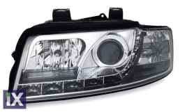 Φανάρια εμπρός led Dayline για Audi A4 (2001-2004) - χρωμίου , με λάμπες (Η1) - σετ 2τμχ.