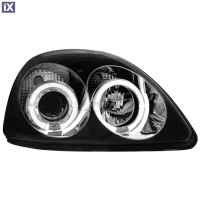 Φανάρια εμπρός angel eyes για Toyota Yaris (1998-2003) - μαύρα , με λάμπες (Η1) - σετ 2τμχ.