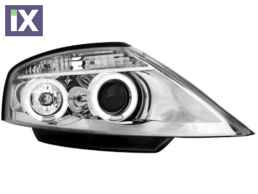 Φανάρια εμπρός angel eyes για Citroen C3 (2002+) - chrome , με λάμπες (Η1) - σετ 2τμχ.