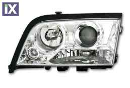 Φανάρια εμπρός για Mercedes C-CLASS W202 (1993-2001) , chrome , με λάμπες (Η1) - σετ 2τμχ.