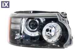 Φανάρια εμπρός led angel eyes για Land Rover /Range Rover Sport ((2009+) - μαύρα , με λάμπες (Η1) - σετ 2τμχ.