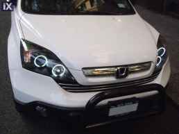 Φανάρια εμπρός angel eyes για Honda CR-V (2007-2012) - μαύρα , με λάμπες (Η1) - σετ 2τμχ.