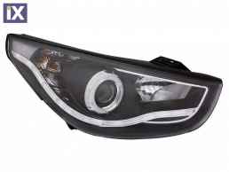 Φανάρια εμπρός led angel eyes για Hyundai Tucson (2011+) - μαύρα , με λάμπες (Η1) - σετ 2τμχ.