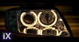 Φανάρια εμπρός angel eyes για Audi A6 (2001-2003) - για εργοστασιακά xenon - chrome , χωρίς λάμπες (Η7) - σετ 2τμχ.