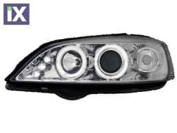 Φανάρια εμπρός led angel eyes για Opel Astra G (1998-2004) - chrome , με λάμπες (Η1) - σετ 2τμχ.