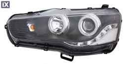 Φανάρια εμπρός led angel eyes για Mitsubishi Lancer (2008-2013) - μαύρα , με λάμπες (Η1) - σετ 2τμχ.