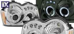 Φανάρια εμπρός angel eyes για Jeep Grand Cherokee (2005-2010) , με λάμπες (Η1) - σετ 2τμχ.