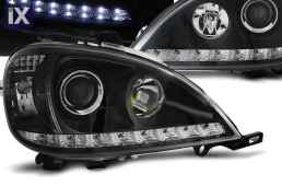 Φανάρια εμπρός led για Mercedes ML W163 (2002-2005) - μαύρα , χωρίς λάμπες (Η7) - σετ 2τμχ.