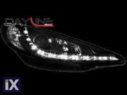 Φανάρια εμπρός led για Peugeot 207 (2006-20012) - μαύρα , με λάμπες (Η1) - σετ 2τμχ.