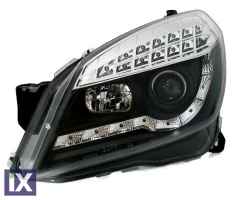 Φανάρια εμπρός led με DRL για Opel Astra H (2004-2009) - black , με λάμπες (Η1) - σετ 2τμχ.