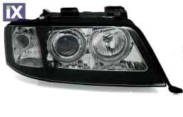 Φανάρια εμπρός angel eyes για Audi A6 (1997-2001) / Allroad 1999-2005 - μαύρα , χωρίς λάμπες (Η7) - σετ 2τμχ.