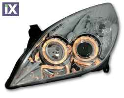 Φανάρια εμπρός angel eyes για Opel Vectra C (2005-2009) - chrome , χωρίς λάμπες (Η7) - σετ 2τμχ.