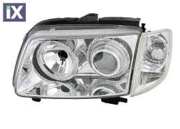 Φανάρια εμπρός angel eyes για Vw Polo 6N (1999-2001) - chrome , χωρίς λάμπες (Η7) - σετ 2τμχ.