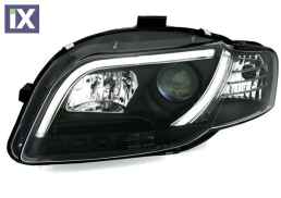 Φανάρια εμπρός led Lightbar Design για Audi A4 B7 (2004-2008) - μαύρα , με λάμπες (Η1) - σετ 2τμχ.