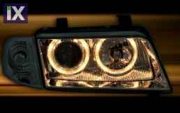 Φανάρια εμπρός angel eyes για Audi A4 (1995-1998) - chrome , χωρίς λάμπες (Η7) - σετ 2τμχ.