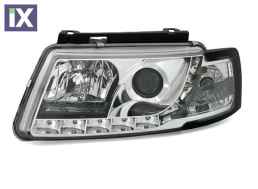 Φανάρια εμπρός led για Vw Passat 3Β/B5 (1997-2000) - chrome , με λάμπες (Η1) - σετ 2τμχ.