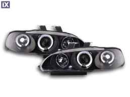 Φανάρια εμπρός angel eyes για Honda Civic sedan (1992-1995) - μαύρα , με λάμπες (Η1) - σετ 2τμχ.