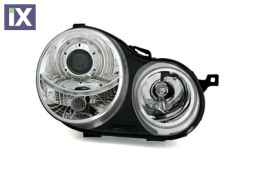 Φανάρια εμπρός angel eyes για Vw Polo 9N (2001-2005) - chrome , χωρίς λάμπες (Η7) - σετ 2τμχ.