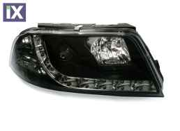 Φανάρια εμπρός led για Vw Passat B5.5 (2001-2005) - μαύρα , με λάμπες (Η1) - σετ 2τμχ.