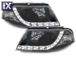 Φανάρια εμπρός led για Vw Passat B5.5 (2001-2005) - μαύρα , με λάμπες (Η1) - σετ 2τμχ.