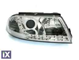 Φανάρια εμπρός led για Vw Passat B5.5 (2001-2005) - χρωμίου , με λάμπες (Η1) - σετ 2τμχ.