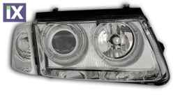 Φανάρια εμπρός angel eyes για Vw Passat 3Β/B5 (1997-2000) - chrome , χωρίς λάμπες (Η7) - σετ 2τμχ.