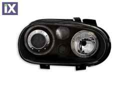 Φανάρια εμπρός angel eyes για Vw Golf IV R32 - μαύρα , χωρίς λάμπες (Η7) - σετ 2τμχ.