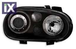 Φανάρια εμπρός angel eyes για Vw Golf IV R32 - μαύρα , χωρίς λάμπες (Η7) - σετ 2τμχ.