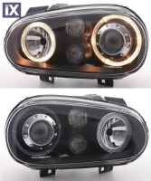 Φανάρια εμπρός angel eyes για Vw Golf IV R32 - μαύρα , χωρίς λάμπες (Η7) - σετ 2τμχ.