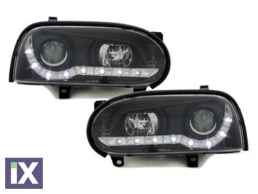 Φανάρια εμπρός led για Vw Golf ΙΙΙ - μαύρα , με λάμπες (Η1) - σετ 2τμχ.