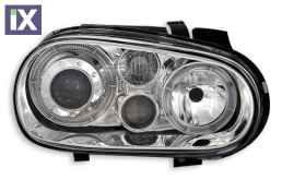 Φανάρια εμπρός angel eyes για Vw Golf IV R32 - chrome , χωρίς λάμπες (Η7) - σετ 2τμχ.