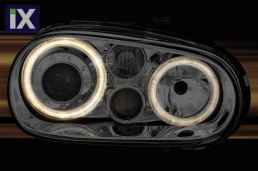 Φανάρια εμπρός angel eyes για Vw Golf IV R32 - chrome , χωρίς λάμπες (Η7) - σετ 2τμχ.