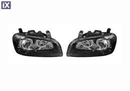 Φανάρια εμπρός angel eyes για Toyota Rav4 (1994-2000) - μαύρα , με λάμπες (Η1) - σετ 2τμχ.