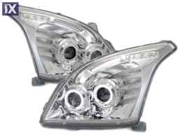 Φανάρια εμπρός angel eyes για Toyota Land Cruiser 120 (2003-2009) - chrome , χωρίς λάμπες (Η7) - σετ 2τμχ.