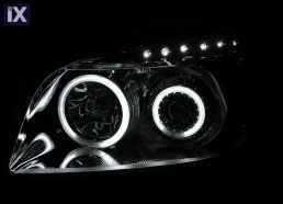 Φανάρια εμπρός angel eyes για Toyota Rav4 (2006-2009) - chrome , με λάμπες (Η1) - σετ 2τμχ.